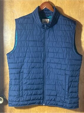 GAP Men's Y2K Gorpcore Navy Quilted Puffer Vest with Stand Collar Full Zip